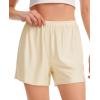 Vlazom Women’s Satin Half Slip Shorts for Under Dresses Pettipants for Women Culottes Slip Shorts with Side Split S-3XL(Beige)