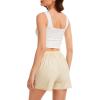 Vlazom Women’s Satin Half Slip Shorts for Under Dresses Pettipants for Women Culottes Slip Shorts with Side Split S-3XL(Beige)