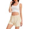 Vlazom Women’s Satin Half Slip Shorts for Under Dresses Pettipants for Women Culottes Slip Shorts with Side Split S-3XL(Beige)