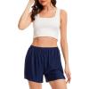 Vlazom Women’s Satin Half Slip Shorts for Under Dresses Pettipants for Women Culottes Slip Shorts with Side Split S-3XL(Navy)