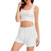 Vlazom Women’s Satin Half Slip Shorts for Under Dresses Pettipants for Women Culottes Slip Shorts with Side Split S-3XL(White)
