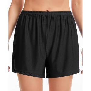 Vlazom Women’s Satin Half Slip Shorts for Under Dresses Pettipants for Women Culottes Slip Shorts with Side Split S-3XL(Black)