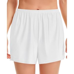 Vlazom Women’s Satin Half Slip Shorts for Under Dresses Pettipants for Women Culottes Slip Shorts with Side Split S-3XL(White)