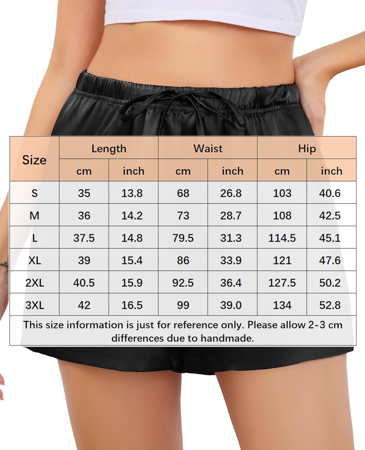imageVlazom Womens Silk Satin Pajama Shorts Soft Lounge Sleep Pj Bottoms Drawstring Boxer Shorts for Casual SXXLBlack