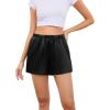 Vlazom Women’s Silk Satin Pajama Shorts Soft Lounge Sleep Pj Bottoms Drawstring Boxer Shorts for Casual S-XXL(Black)