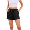 Vlazom Women’s Silk Satin Pajama Shorts Soft Lounge Sleep Pj Bottoms Drawstring Boxer Shorts for Casual S-XXL(Black)