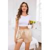 Vlazom Women’s Silk Satin Pajama Shorts Soft Lounge Sleep Pj Bottoms Drawstring Boxer Shorts for Casual S-XXL(Champagne)