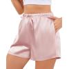 Vlazom Women’s Silk Satin Pajama Shorts Soft Lounge Sleep Pj Bottoms Drawstring Boxer Shorts for Casual S-XXL(Pink)