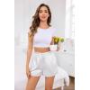 Vlazom Women’s Silk Satin Pajama Shorts Soft Lounge Sleep Pj Bottoms Drawstring Boxer Shorts for Casual S-XXL(White)
