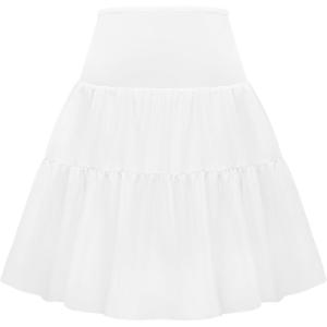 Vlazom Women’s Hoop Petticoat Skirt Short Half Slip Crinoline Underskirt Puffy Tulle Slips for Wedding Ball Gown S-3XL(White)