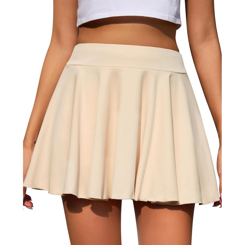 imageVlazom Womens Tennis Skirt High Waisted Pleated Tennis Golf Skort Athletic Skirt for Pickleball Workout SXXLKhaki