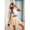 Vlazom Women’s Tennis Skirt High Waisted Pleated Tennis Golf Skort Athletic Skirt for Pickleball Workout S-XXL(Khaki)