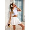 Vlazom Women’s Tennis Skirt High Waisted Pleated Tennis Golf Skort Athletic Skirt for Pickleball Workout S-XXL(White)