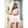 Vlazom Women’s Tennis Skirt High Waisted Pleated Tennis Golf Skort Athletic Skirt for Pickleball Workout S-XXL(White)