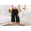 Vlazom Women’s Pettipants Bottom Half Slip Culotte Slip Shorts Pajama Pants Lace Trim Wide Leg Bloomers S-3XL(Black)