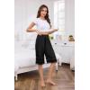 Vlazom Women’s Satin Pettipant Culotte Slip Shorts Lace Trim Wide Leg Bloomers for Split Skirt Under Dress S-3XL(Black)