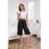 Vlazom Women’s Satin Pettipant Culotte Slip Shorts Lace Trim Wide Leg Bloomers for Split Skirt Under Dress S-3XL(Black)
