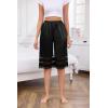 Vlazom Women’s Satin Pettipant Culotte Slip Shorts Lace Trim Wide Leg Bloomers for Split Skirt Under Dress S-3XL(Black)