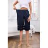 Vlazom Women’s Satin Pettipant Culotte Slip Shorts Lace Trim Wide Leg Bloomers for Split Skirt Under Dress S-3XL(Navy)