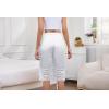 Vlazom Women’s Satin Pettipant Culotte Slip Shorts Lace Trim Wide Leg Bloomers for Split Skirt Under Dress S-3XL(White)
