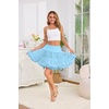 Vlazom Women’s Tutu Skirt Petticoat Above Knee Underskirt Tulle Puffy Skirt Crinoline Slip S-3XL(Light Blue)