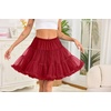 Vlazom Women’s Tutu Skirt Petticoat Above Knee Underskirt Tulle Puffy Skirt Crinoline Slip S-3XL(Red)