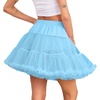 Vlazom Women’s Tutu Skirt Petticoat Above Knee Underskirt Tulle Puffy Skirt Crinoline Slip S-3XL(Light Blue)
