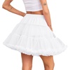 Vlazom Women’s Tutu Skirt Petticoat Above Knee Underskirt Tulle Puffy Skirt Crinoline Slip S-3XL(White)