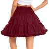Vlazom Women’s Tutu Skirt Petticoat Above Knee Underskirt Tulle Puffy Skirt Crinoline Slip S-3XL(Wine Red)