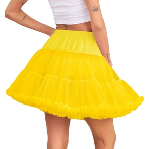 Vlazom Women’s Tutu Skirt Petticoat Above Knee Underskirt Tulle Puffy Skirt Crinoline Slip S-3XL(Yellow)